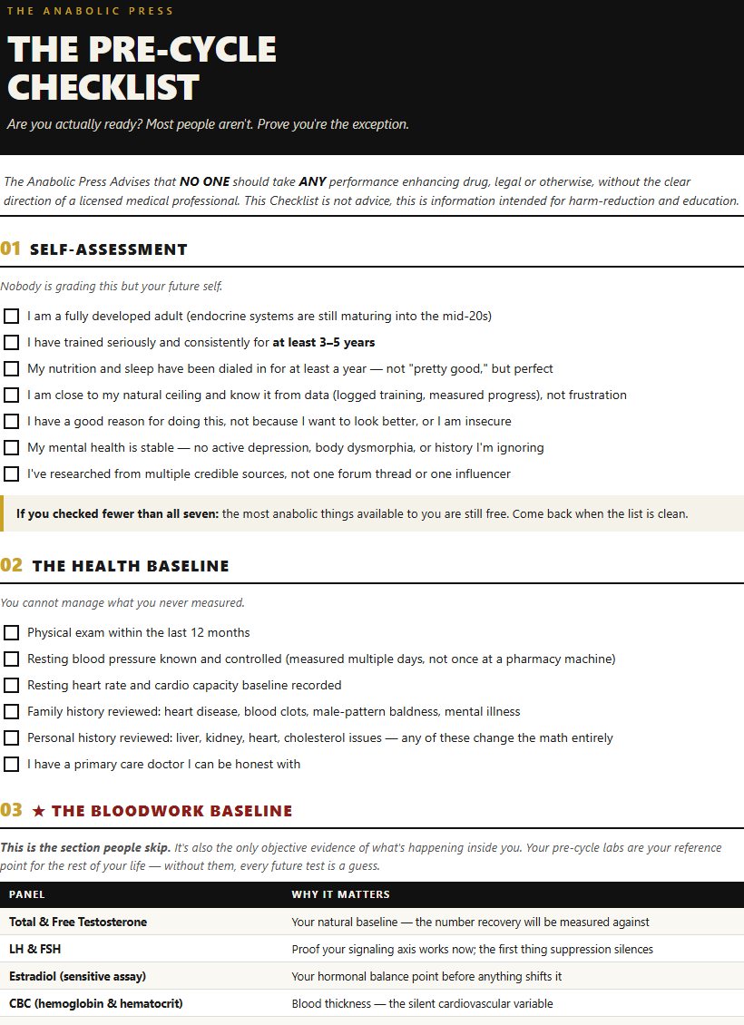 The Pre-Cycle Checklist — first page
